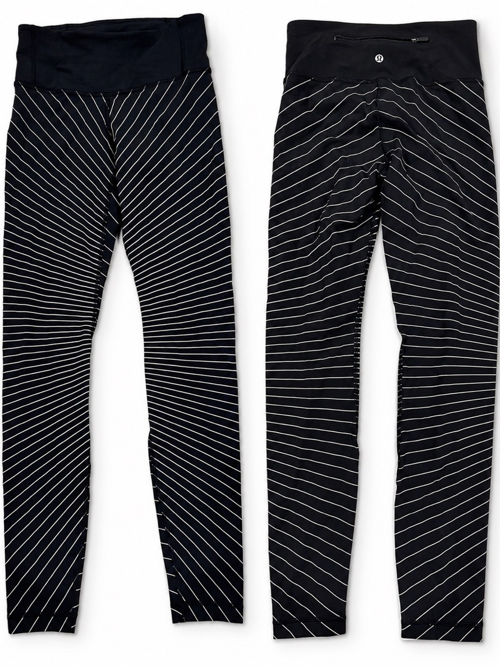 lululemon athletica Black Leggings with pink Pinstripes